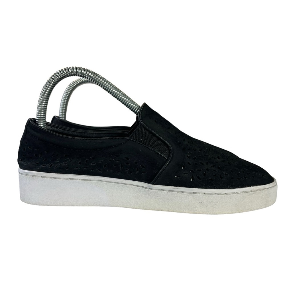 Vionic Midi Perforated Leather Slip On Sneaker Shoes Black Womens Size 7